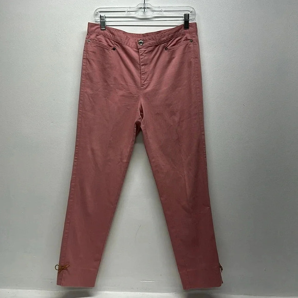 Gucci Pants Trousers Slim Leg Leather Bow Tailored Ankle 2000's VTG Pink Size 12 - Picture 1 of 13